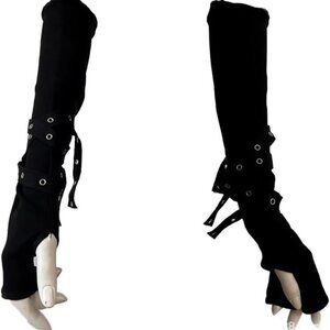Black Arm Warmers Grunge Gloves Fingerless Goth Rock Arm Sleeve for Women Men